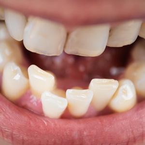 Closeup of someone’s crooked lower arch